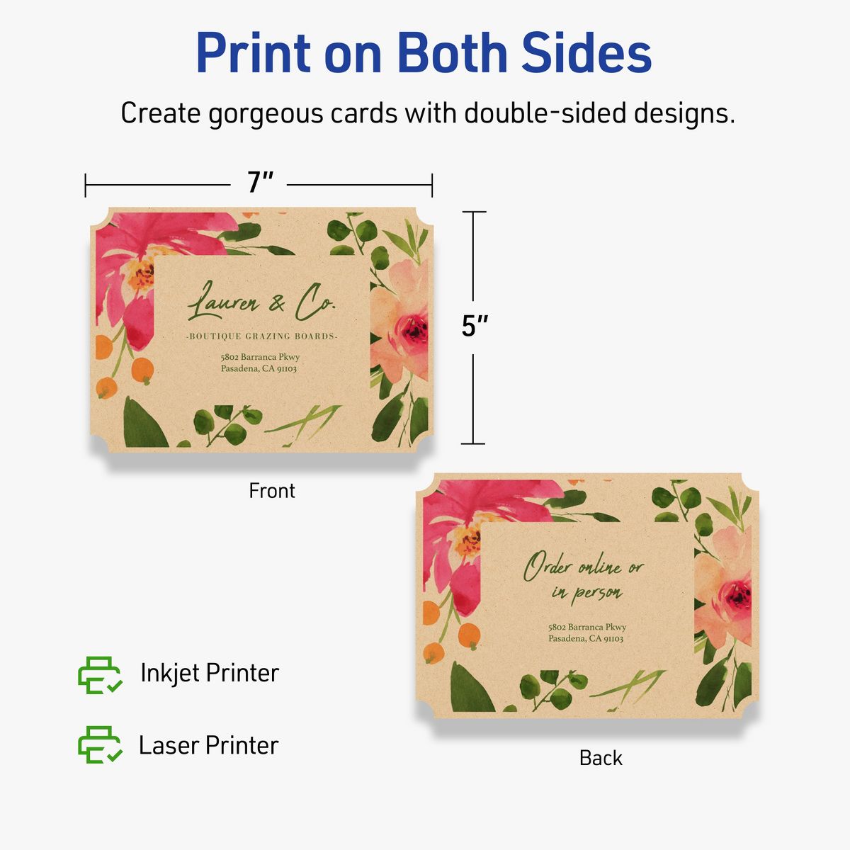 Avery Kraft Brown Invitation Cards, 5" x 7" Rectangle Scalloped Edge - thumbnail 6