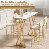 Modern White Kitchen Bar Height Dining Table Wood Breakfast Pub Table with Gold Base-Maison Boucle - 2 of 4
