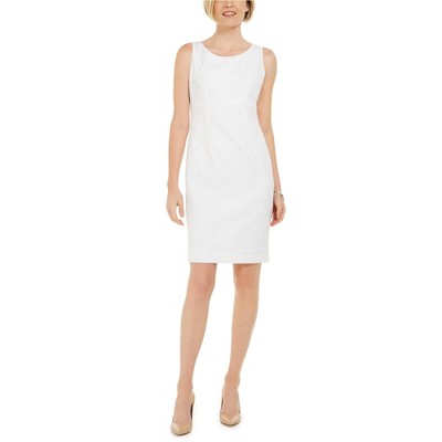 Kasper Womens Textured Sheath Dress, White, 6