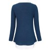 Women's Mock Neck Long Sleeve Contrast Collared Shirts Patchwork Work Blouse Ruffled Tops Slim Fit Tops for Women - 3 of 3