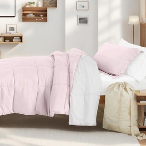 8PC College Essentials TwinXL Bedding Bundle, Reversible Comforter, Solid Sheet Set, Pillows and Laundry Bag - Becky Cameron - 1 of 4