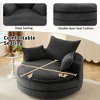 Lyngins Oversized 360° Swivel Accent Chair, Swivel Barrel Chair with Dual-Layer Cushions, Corduroy Upholstered Round Sofa Chair with Pillow Set - 3 of 4