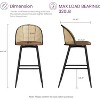TYBOATLE Bar Stools Set, 29" Rattan Swivel Barstools with Faux Leather, Boho Mid-Century Modern Upholstered Bar Chairs for Kitchen Island - 2 of 4