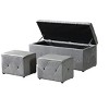 Airsurfer 3-Piece Set Gray Ottoman Versatile Storage Ottoman Set Space-Saving Furniture for Living Room Organization - 4 of 4