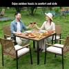 All Weather 5-Piece Patio Dining Table Sets,Patio Conversation Set Acacia Wood Table Top with Umbrella Hole, Rattan Outdoor- Maison Boucle - 2 of 4