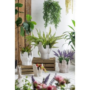 YUHAO Set of 2 Accepting Hands Accent Cement Hand Decor For Indoor Outdoor Home Garden Decor,6" x6" x9" - 1 of 4