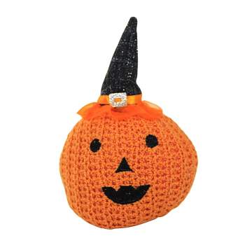 Ganz 7.0 Inch Crochet Pumpkin Halloween Jack-O-Lantern Plush Figurines