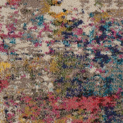 Ivory Abstract Synthetic 4'x6' Stain-Resistant Area Rug