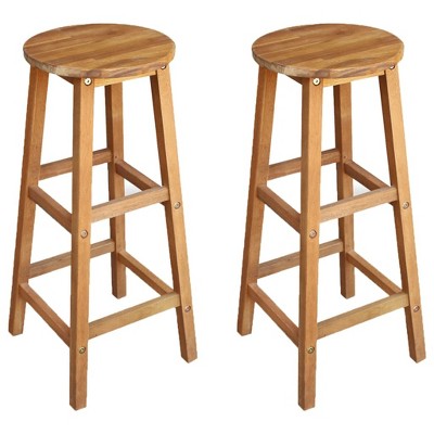 vidaXL Bar Chair Set of 2 Natural Wood Solid acacia wood Medium