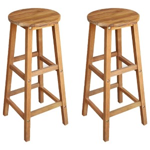 vidaXL Bar Chair Set of 2 Natural Wood Solid acacia wood Medium - 1 of 2