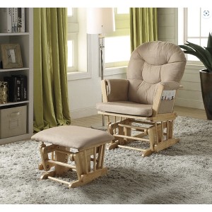 Microfiber Glider Chair with Ottoman, Cozy Taupe Upholstery and Sturdy Wooden Frame - 1 of 4
