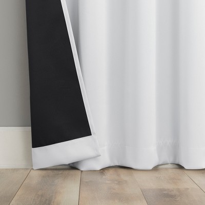White 84" Polyester Blackout Back Tab Curtain Panel Pair