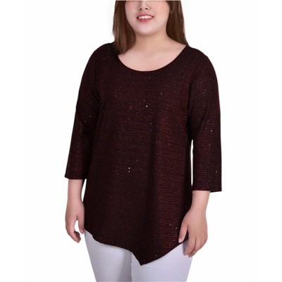 NY Collection Womens Iridescent Tunic Blouse