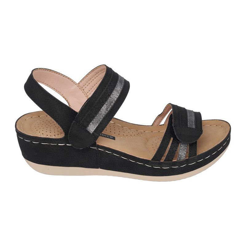 GC Shoes Samar Double Band Velcro Comfort Slingback Wedge Sandals, 2 of 6