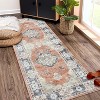 Vintage Floral Washable Rug, Low Pile Non-Slip Stain Resistant Distressed Soft Indoor Floor Carpet - 2 of 4