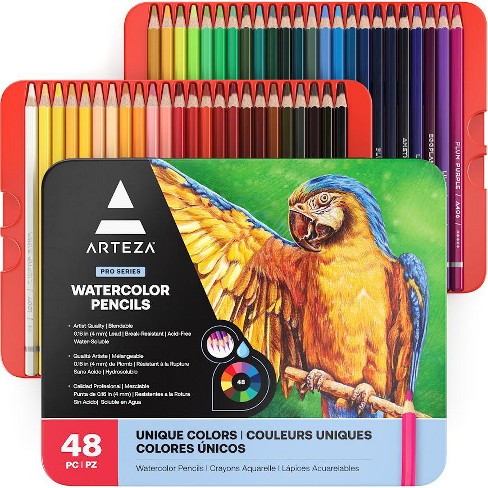 Arteza Professional Watercolor Pencils, Assorted Colors, Coloring Set,  Non-toxic - 48 Pack : Target