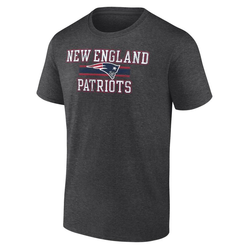 NFL New England Patriots Men&#39;s Team Striping Gray Short Sleeve Bi-Blend  T-Shirt, 2 of 4