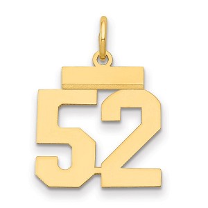 Black Bow Jewelry 14k Yellow Gold, Athletic Collection, Small Polished Number 52 Pendant - 1 of 3