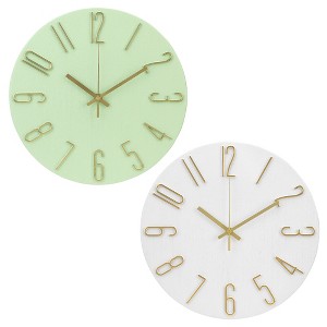 REGALWOVEN 2 Pcs Plastic Classic Battery Powered Silent Non-Ticking Wall Clock 12 x 12 Inches - 1 of 4