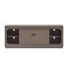 67" TV Stand for TVs up to 70" with Built-In Sliding Doors Storage Cabinet Oak Brown - Festivo: Child-Friendly Edge, Adjustable Shelves - 4 of 4
