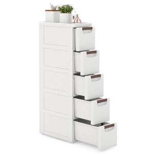 Tangkula 5-Drawer Narrow Rolling Storage Cabinet w/ Pull Handles Built-in Wheels - 1 of 4