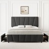 ed frame with drawers, linen upholstered platform bed frame with adjustable headboard, wooden slats to support the bed frame, no box spring required - 4 of 4