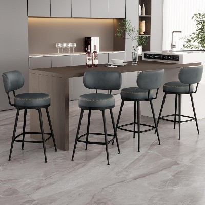 Dyonery 26.3" H Bar Stools Set of 2/4,Faux Leather Counter Height Bar Stools,Modern Backless/Back Counter Stools for Kitchen Island,Home Bar