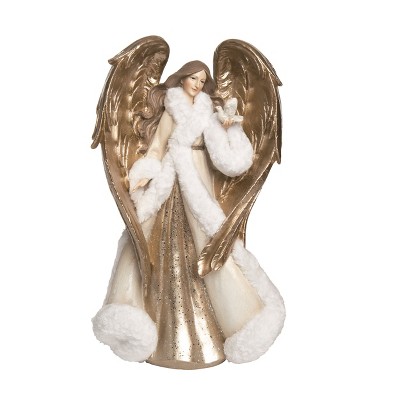 Transpac Resin 21 in. Multicolor Christmas Gilded Glam Angel in Furs