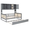 TIRAMISUBEST Twin/Full Size Rattan Decor Daybed with Twin Size Trundle, Storage Bed Frame with Cabinet and Shelf - 4 of 4