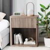 Night Stand Set of 2 with Fluted Drawer Storage End Table, Mid Century Wood Night Stands - 2 of 4