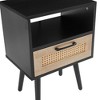 Kumasinova 22"Rattan End Table with Storage&Solid Wood Legs,Optional Charging Station,Versatile Nightstand Sofa Side Table for Living Room&Bedroom - 2 of 4
