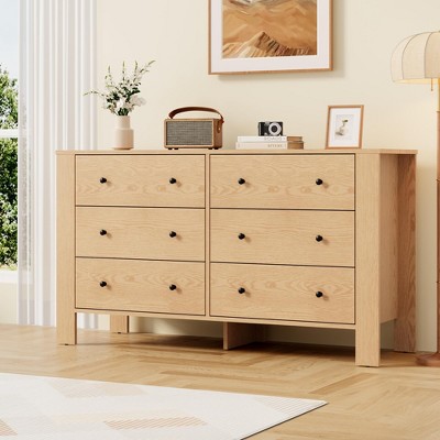 6 Drawer Dresser for Bedroom, Modern Double Dresser Organizer with Storage Drawers