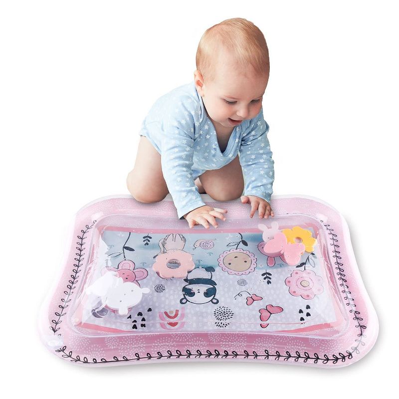 The Peanutshell Happy Garden Tummy Time Water Play Mat, Inflatable Sensory Development Toy, 1 of 8