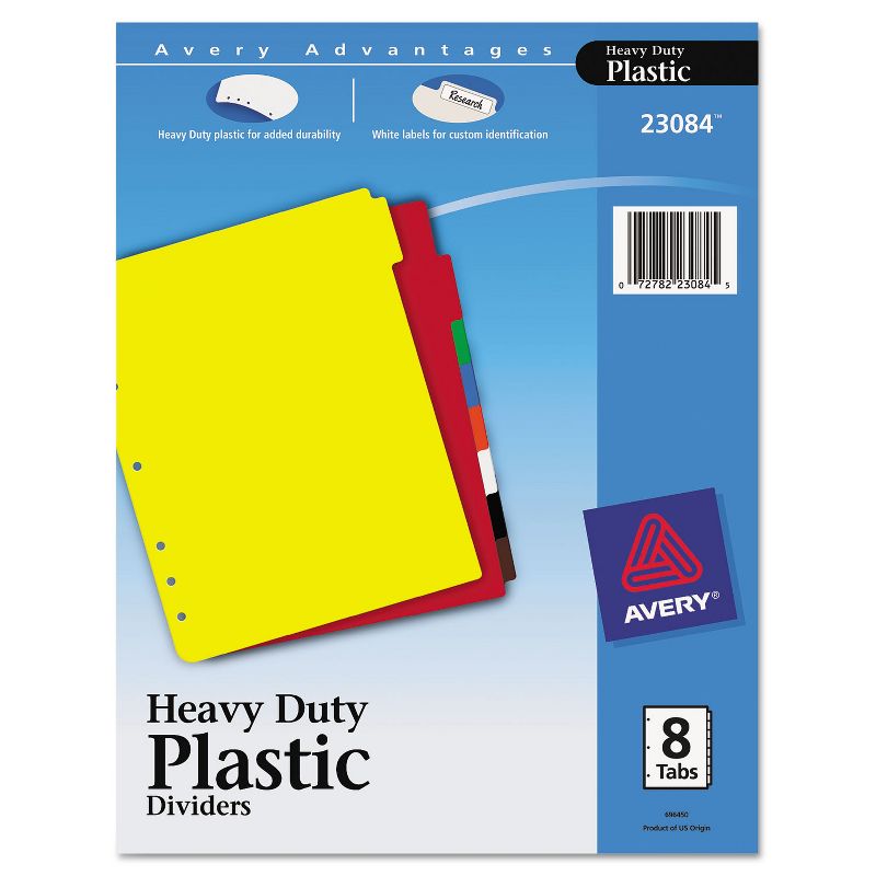 Avery Write-On Tab Plastic Dividers w/White Labels 8-Tab Letter 23084, 1 of 6