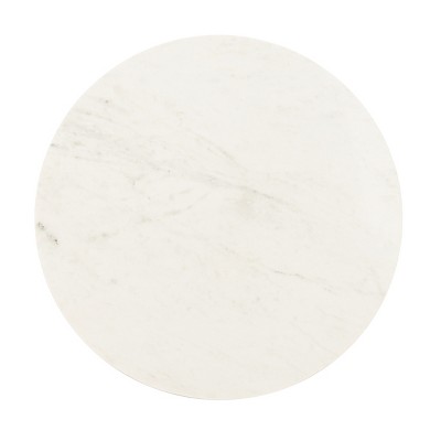 White Marble and Brass Round Pedestal Cocktail Table