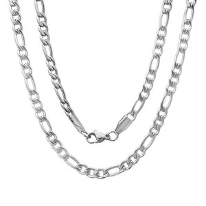Steeltime 24" stainless steel petite figaro necklace chain, lobster clasp. Color Options: Silver, Gold, Black - 1 of 4