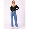 Allegra K Women's Ribbed Square Neck Front Buttons Casual Long Sleeve Body Shapers - 4 of 4