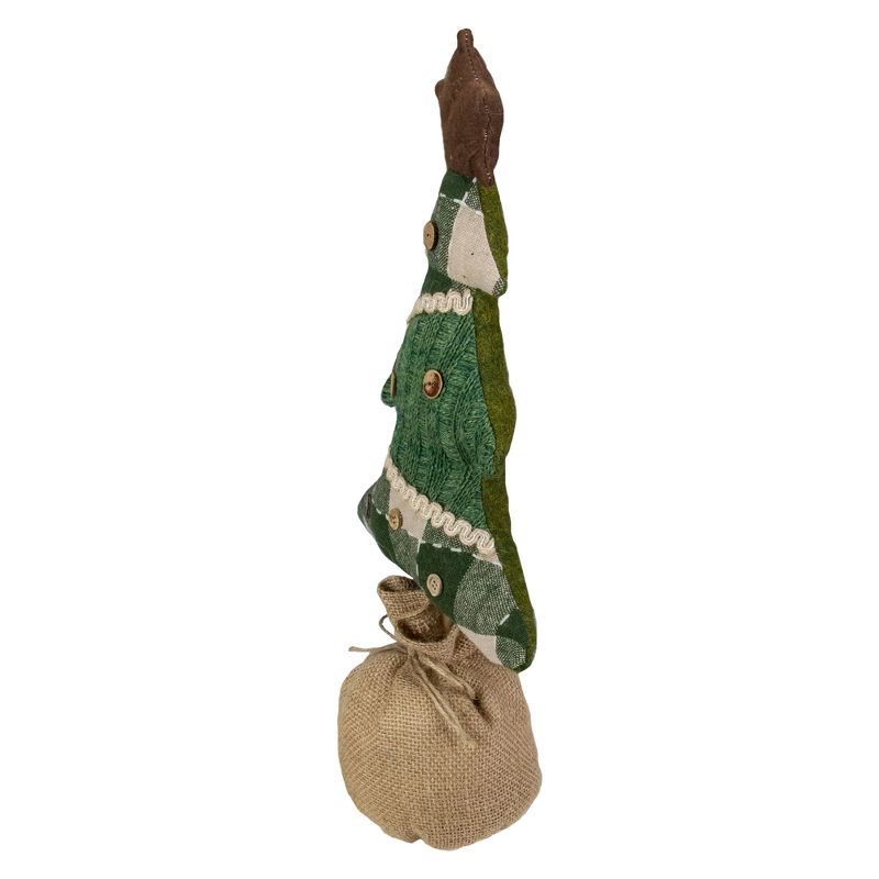 Northlight 17.5-Inch Tan and Green Rustic Multi-Fabric Standing Christmas Tree Tabletop Decoration, 3 of 6