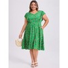 GRACE & GRANDEUR Women's Plus Size Floral V-Neck Ruffle Sleeve Elastic Waist A-Line Dress with Pockets - 2 of 4