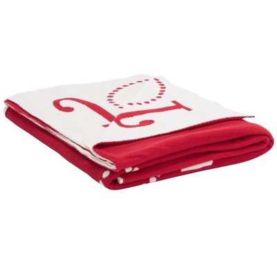 Joy to the World Red & White Cotton Fleece Throw Blanket
