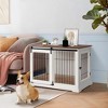unipaws Wooden Dog Crate – Sliding Barn Door, Double Doors, Tray & Cushion - 2 of 4