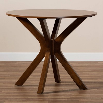 Kenji 35" Walnut Brown Round Wood Dining Table