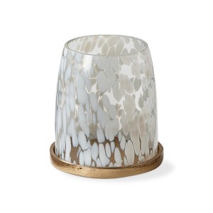 tagltd White Confetti Glass Hurricane Pillar Candle Holder Small, 5.0L x 5.0W x 5.0H inches - 1 of 2