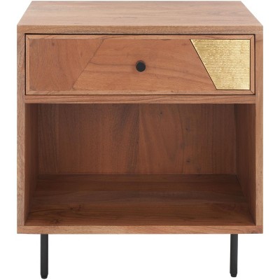 Benford 1 Drawer Nighstand - Natural/Gold - Safavieh