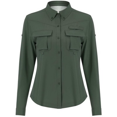 Women's Sun Protection Fishing Shirts Long Sleeve Travel Work Shirts for Women UPF50+ Button Down Shirts with Pockets