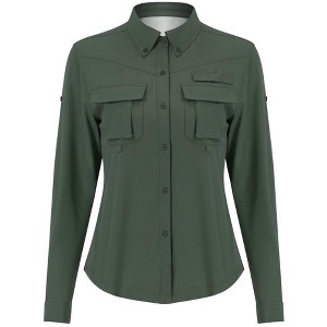 Women's Sun Protection Fishing Shirts Long Sleeve Travel Work Shirts for Women UPF50+ Button Down Shirts with Pockets - 1 of 4