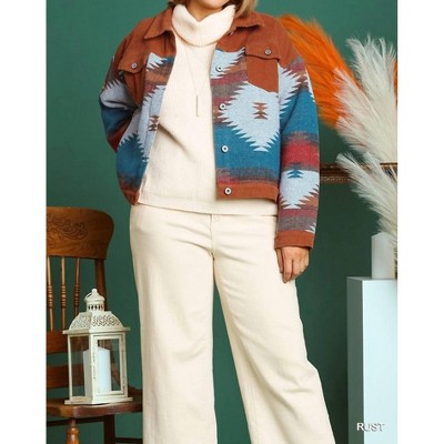 Women's Stone Wash Vintage Pattern Jacket - umgee