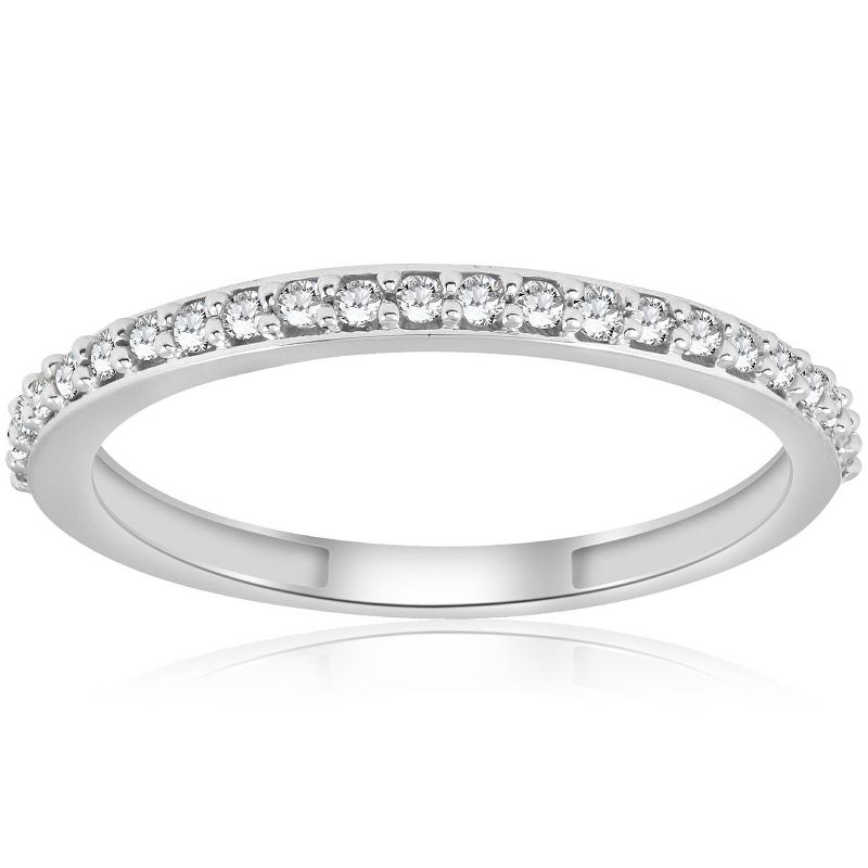 Pompeii3 1/8ct Stackable Womens Diamond Wedding Ring 10k White Gold, 1 of 6