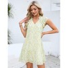 Clearlove Women's Babydoll Mini Dress Summer V Neck Sleeveless Flutter Sleeve Boho Floral Flowy Shift Short Dress. - 3 of 4