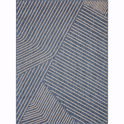 Well Woven Linden Indoor OutdoorFlat Weave Pile Stripes Geometric Area Rug